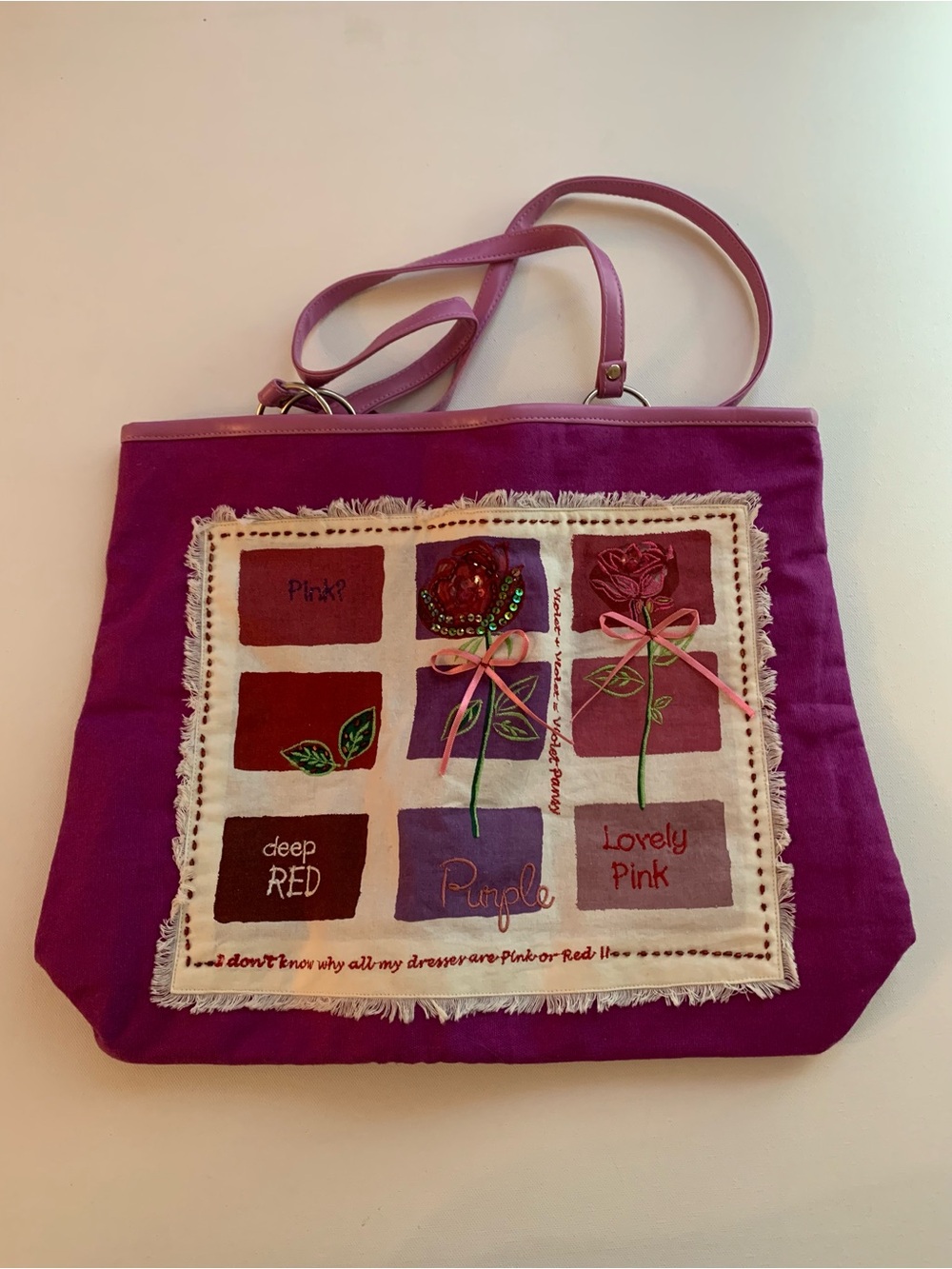 Maggi B Tote Bag Flower Appliqué NWT